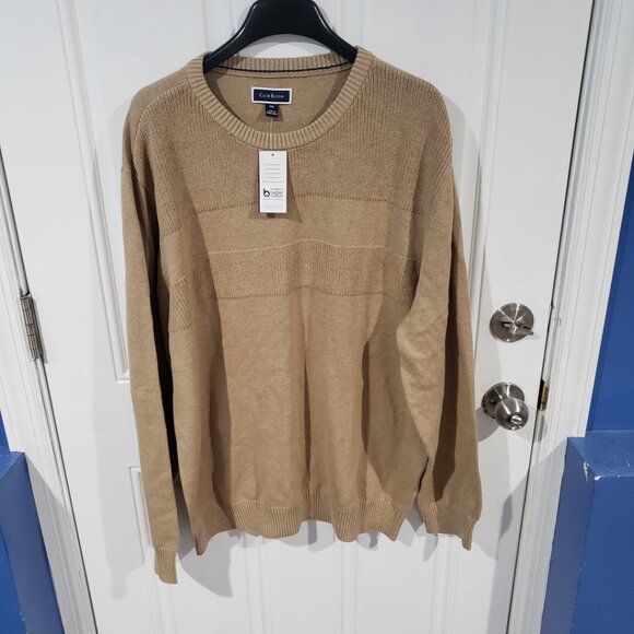 Club Room Textured Cotton Crewneck Sweater Tan NWT - Picture 8 of 11